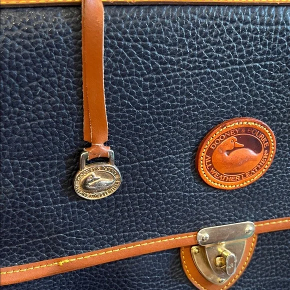 Dooney & Bourke Navy and Tan Pebble Leather Laptop / Briefcase - Picture 9 of 16